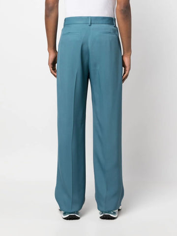 straight leg logo plaque pleated trousers