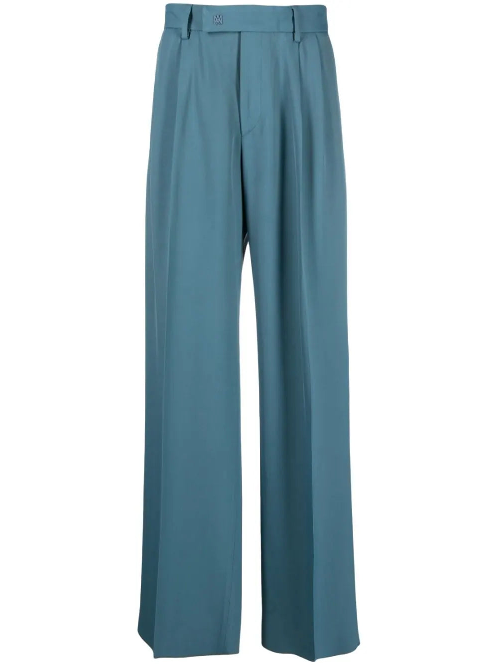 straight leg logo plaque pleated trousers