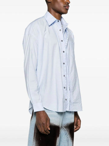 asymmetric cotton-blend shirt