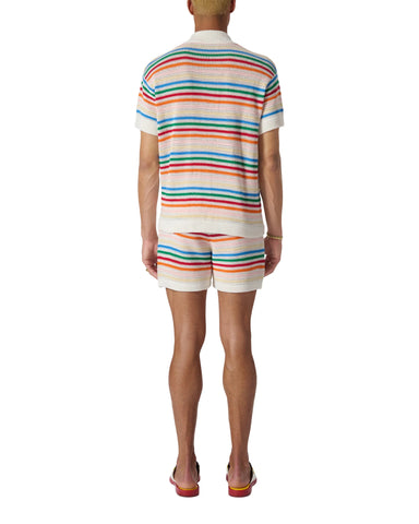 Rainbow Striped Crochet Shirt