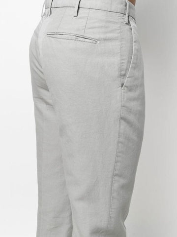 straight leg linen-cotton trousers