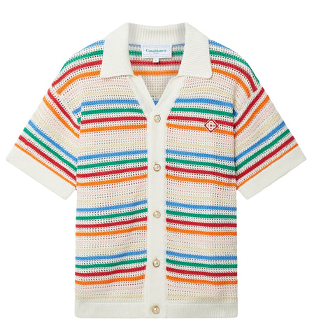 Rainbow Striped Crochet Shirt