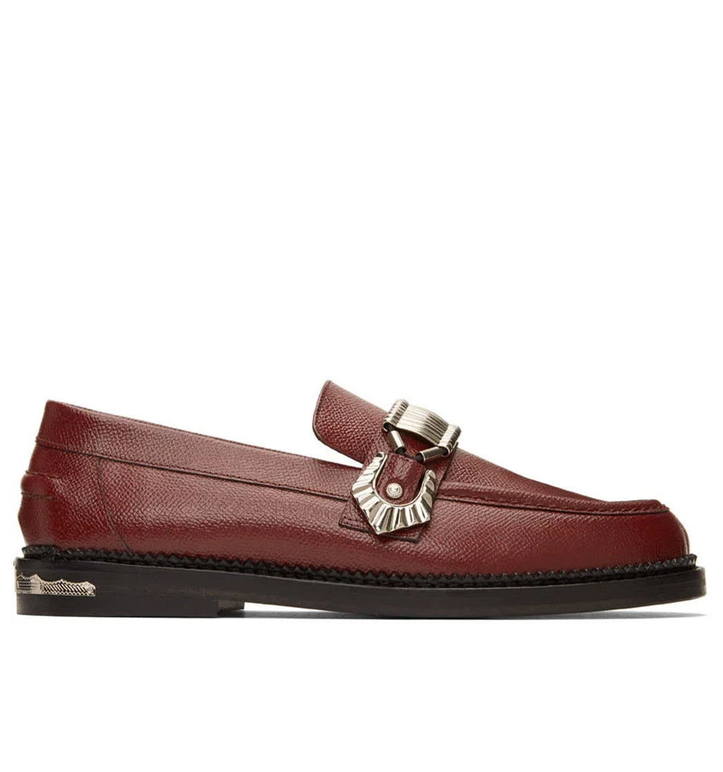 Burgundy Pebbled Leather Loafers