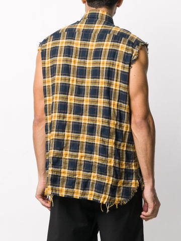 Checked Sleeveless Buttoned Shirt